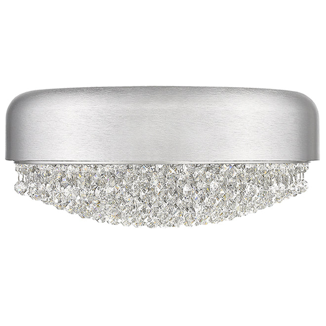OVE Decors Waverly Round 4-Light LED Flushmount Fixture Brushed Silver Finish and 13.4-in Crystal Dome-