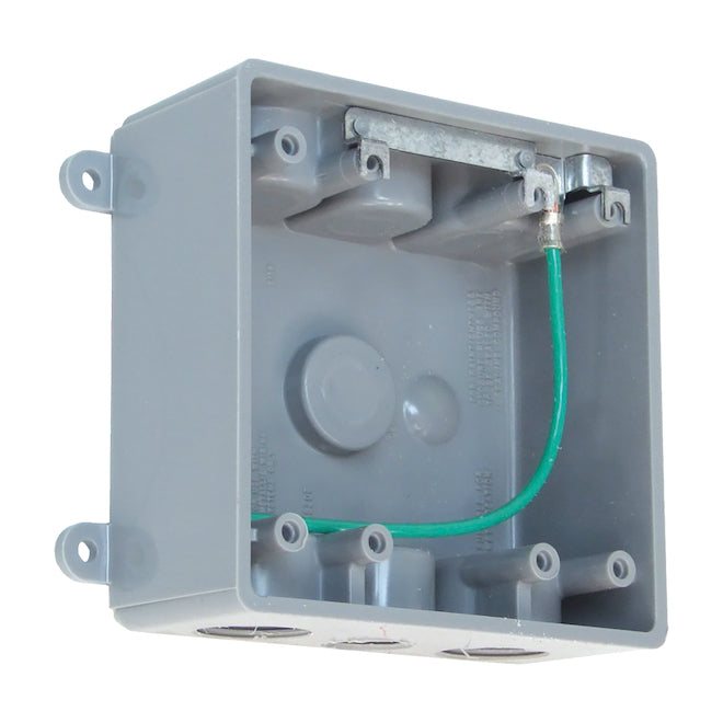 2-Gang T Box Grey PVC Weatherproof Exterior New Work/Old Work Standard Rectangular Electrical Box-Each