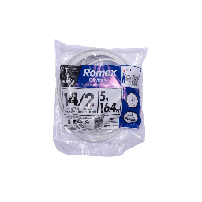 Southwire Romex Simpull Electric Cable NMD90 14-2 Gauge 5-m Coil White-Each