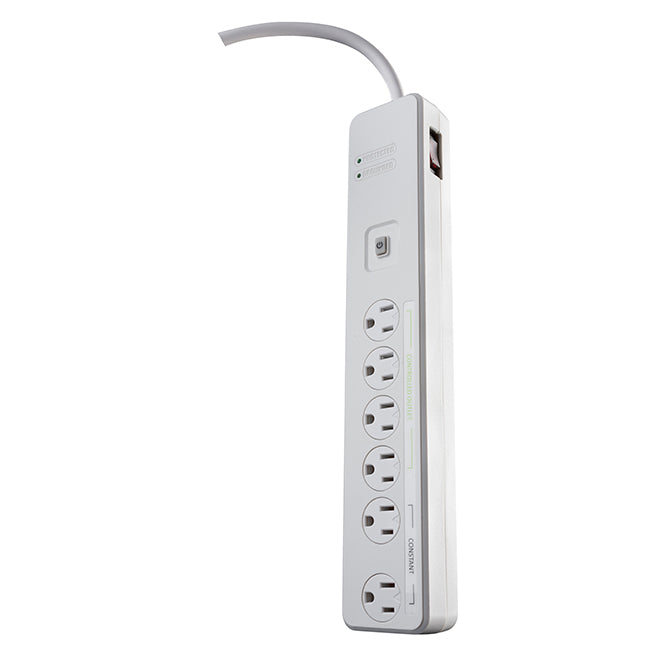 Woods 6-Outlet Power Bar with Remote Control 5-ft Cord White-Each