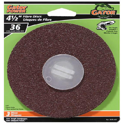 Gator Gatorpower 4 1/2-in Dia 7/8-in Arbour 36 Grit Aluminum Oxide Resin Fibre Sanding Discs 3 Per Pack - Pack