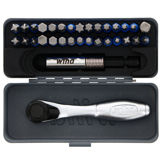 Wiha TerminatorBlue GoBox Impact Driver 1-in Bit and Ratchet Handle Set - 32 Pieces - Steel -