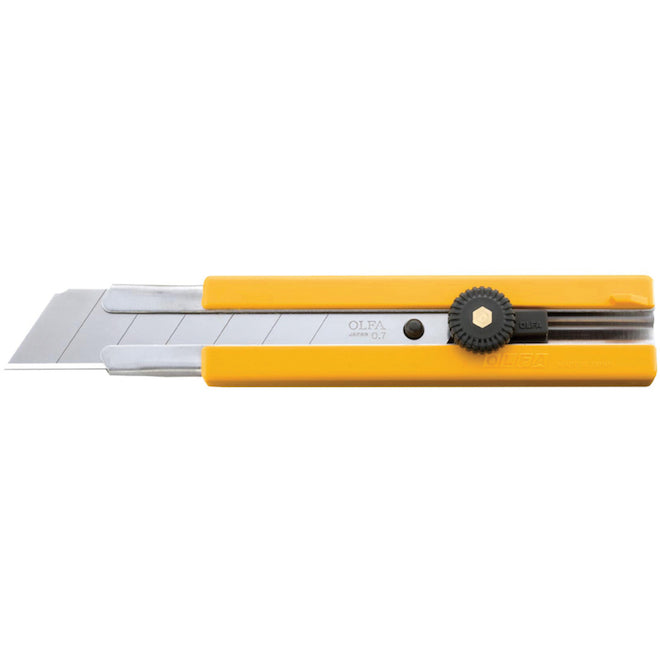 Olfa EH-1 Heavy-Duty Utility Knife with Ratchet-Lock - 25-mm - ABS Plastic and Steel - Yellow - Each