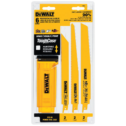 DeWalt Reciprocating Saw Blade Kit - 6-Piece - Multi-Metal - ToughCase Container - Each