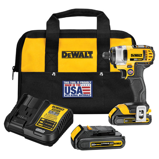 Impact Driver Kit - Lithium Ion - 1/4" - 20 V - Each