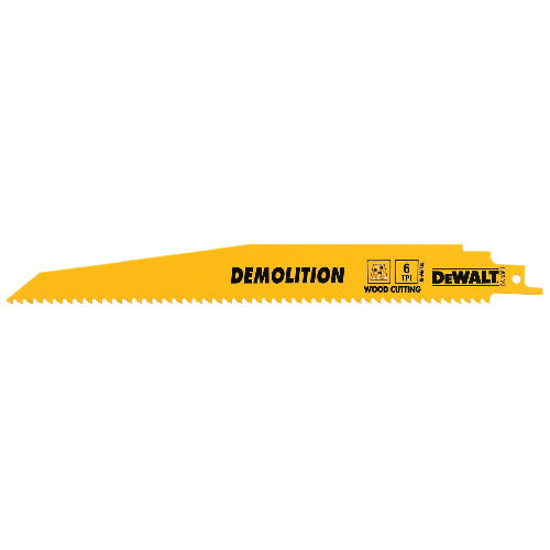 DeWALT Reciprocating Saw Blades - Demolition - Bi-Metal - 9-in L - 6 TPI - Taper Back - 25 Per Pack - Box