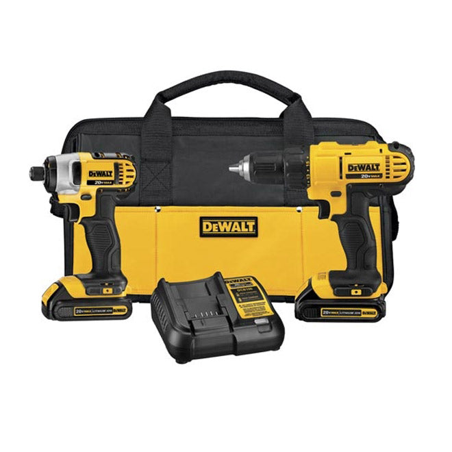 DeWalt 2-Tool Combo Kit with Batteries and Charger - 3 LED Light Ring - Variable Speed - Quick Change - Each