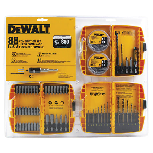 DeWalt Screwdriver and Drill Bits - Hex Shank - Set of 88 - 2-in Bit Extension L - Each