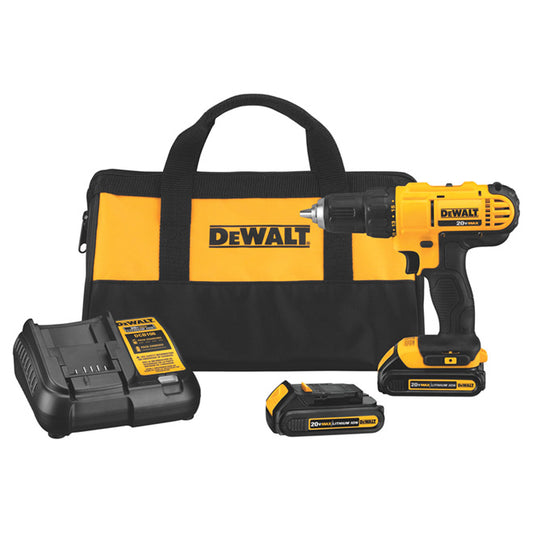 DeWalt 20-Volt Max 1.3Ah 1/2-in Cordless Drill Driver Kit with Batteries and Charger - 1800 RPM - Keyless - Each