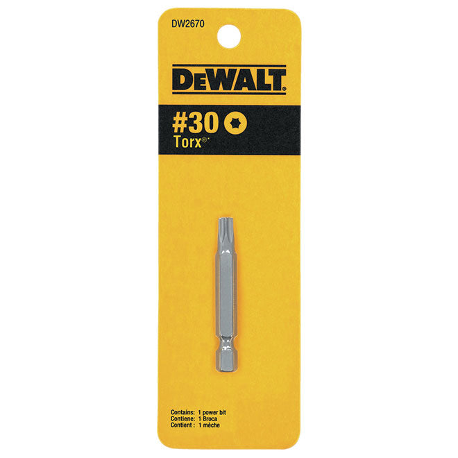 DeWalt Torx Screwdriver Bit - Steel - 1/4-in Hex Shank - T30 1-in - Each