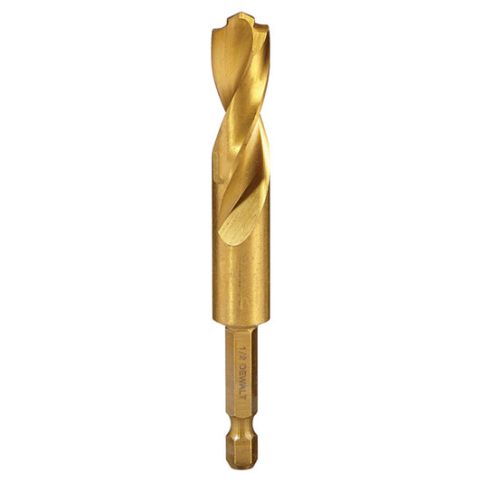 DeWALT Titanium Impact Ready Drill Bit - 1/2-in Dia x 4-in L - Pilot Point Tip - Hex Shank - Each