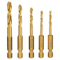 DeWalt Jobber Length Drill Bit - Set of 5 - Assorted Size - Titanium - Each