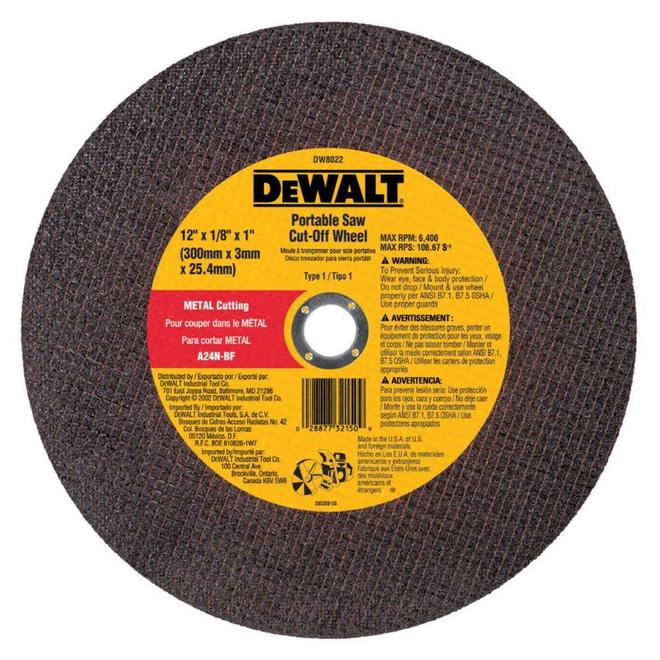 DEWALT 12-in Metal-Cutting Portable Saw Cut-Off Wheel - Each