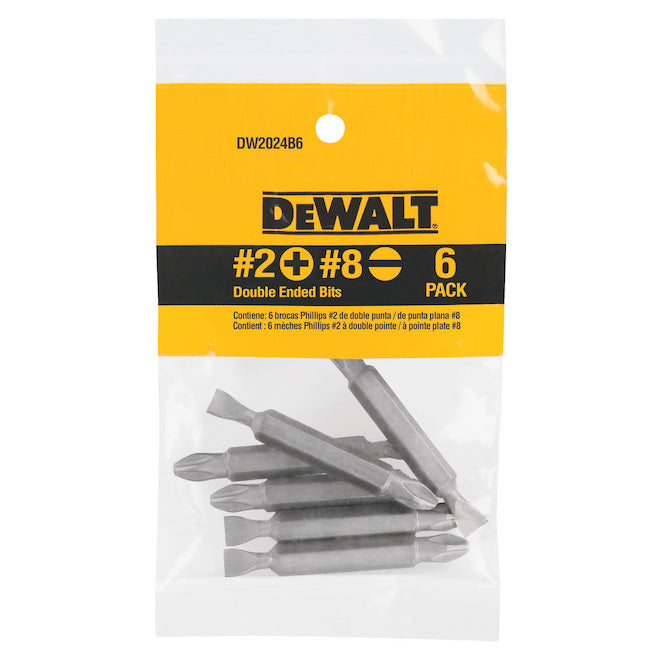 DEWALT #2 Phillips / #8 Slotted Double-Ended Screwdriver Bit (6-Pack) - Each