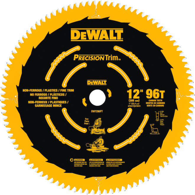 DEWALT Precision Trim 12-in 96-Tooth Ultra-Smooth Crosscutting Circular Saw Blade - Each