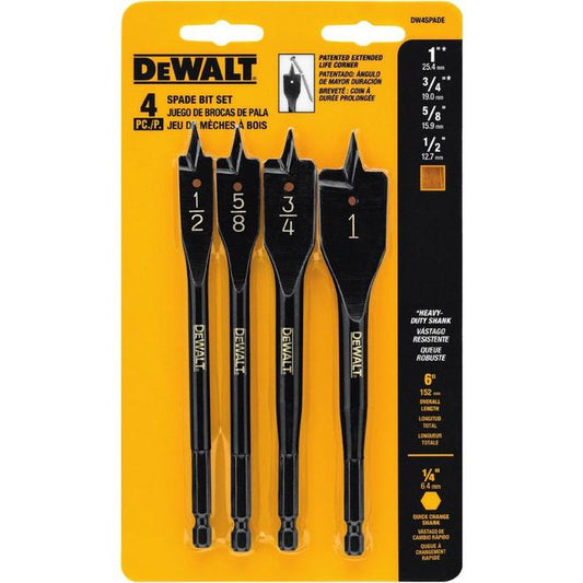 DEWALT DW4SPADE 4-Piece Spade Bit Set - Each