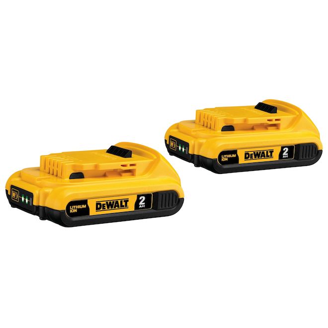 DeWalt 20-Volt Max 2Ah Compact Lithium Ion Batteries - 3-LED Fuel Gauge Indicator - No Self-Discharge - 2 Per Pack - Each