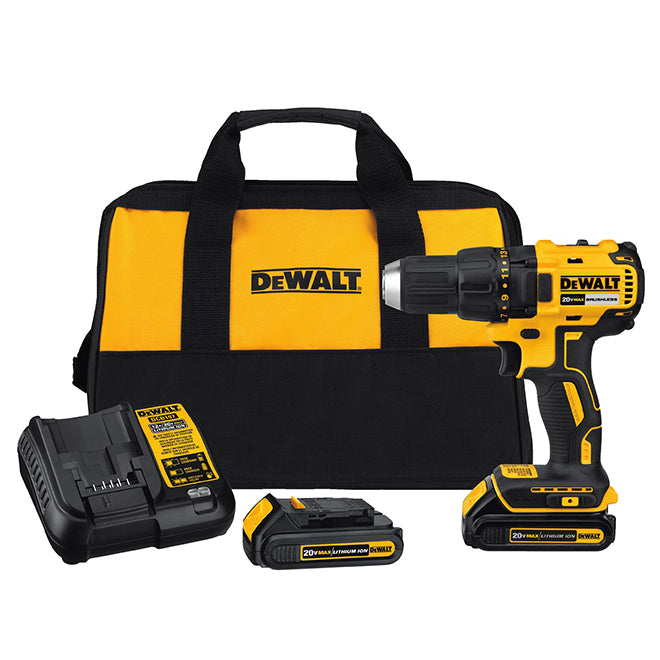 DeWalt 20-Volt Max 1/2-in Cordless Compact Drill/Driver Kit - 1600 RPM - Brushless Motor - LED Light - Each