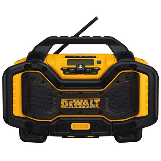 DEWALT Jobsite Radio Charger - Bluetooth-Ready - Aux and 2.1 A USB Charging Ports - 2 AC Power Outlets - Each