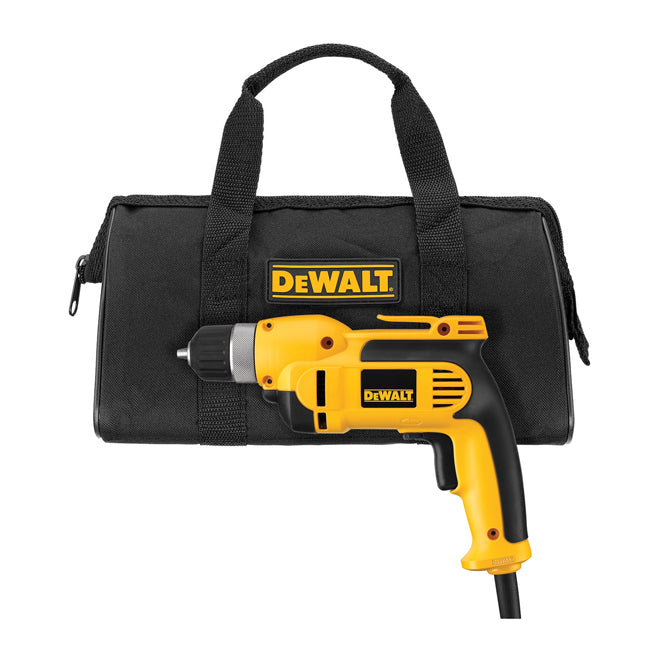 Dewalt 3/8-in VSR Keyless Corded Pistol Grip Drill Kit - 8-amp Motor - 2500 RPM - Variable-Speed Trigger - Each