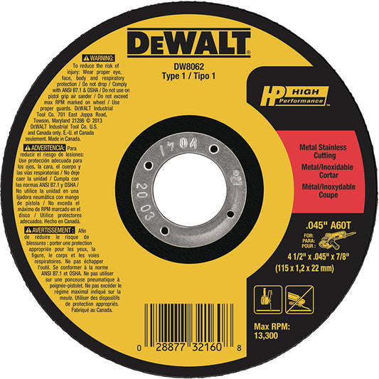 DEWALT 4 1/2-in High-Performance Metal-Cutting Wheel 10-Pack - Each