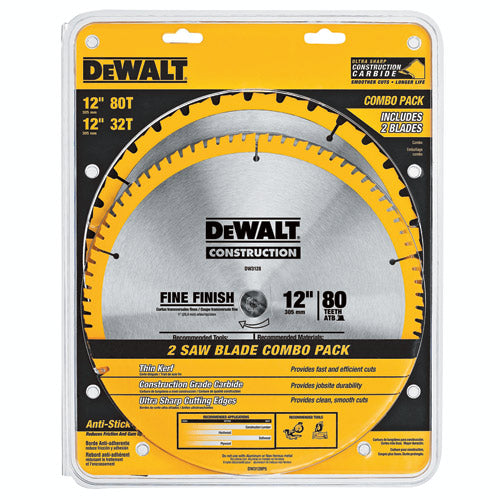 Dewalt Circular Saw Blades - Carbide Material - 80 Sharpened Teeth - Wood Utilization - Silver Colour - Each