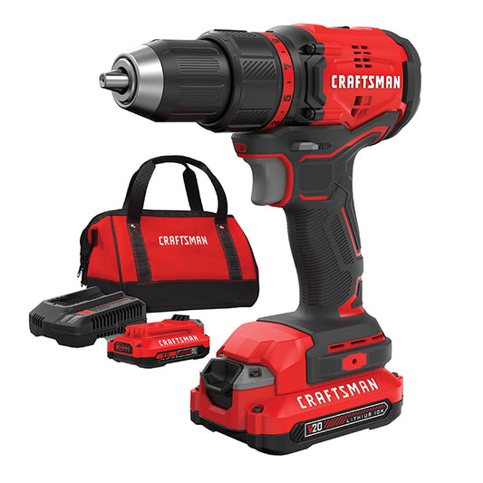 Craftsman 1/2-in Cordless Brushless Drill Kit - 1900 RPM - Includes (2) Li-Ion Batteries V20 20V MAX 1.5 Ah - Each