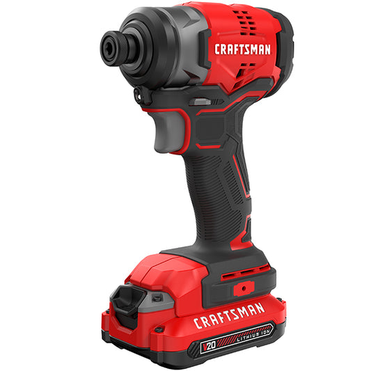 Craftsman V20 Cordless Impact Driver with Li-Ion Battery - 2800 RPM - Brushless Motor - Each