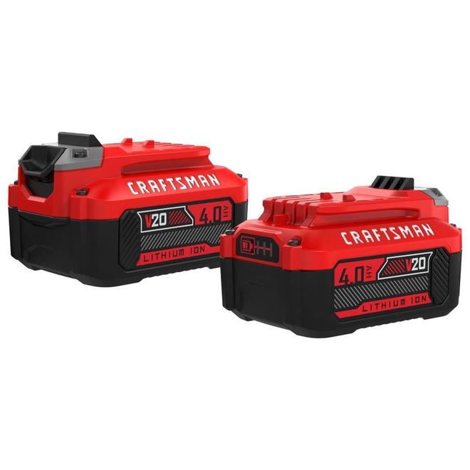 Craftsman V20 20-Volt Max 4 AH Lithium-Ion Batteries - 3-LED Charge Indicator - Premium Grade Cells - 2 per Pack - Each