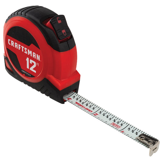 Self-Locking Measuring Tape - 12' - Red - Each