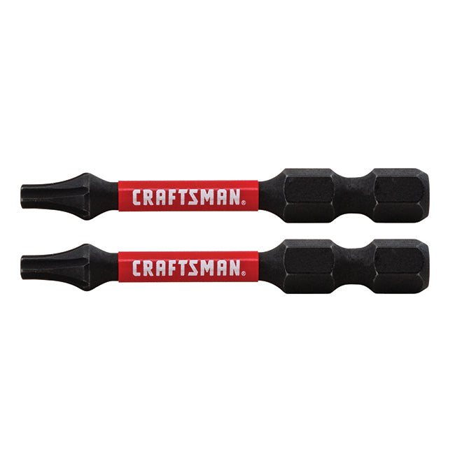 Craftsman Impact Rated Torx-Head Impact Screw Drive Bits - T15 x 2-in L - Hex Shank - Black - 2 Per Pack - Each