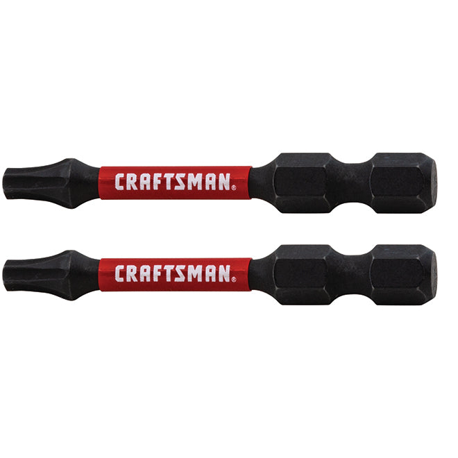 Craftsman Impact Rated Torx-Head Impact Screw Drive Bits - T20 x 2-in L - Hex Shank - Black - 2 Per Pack - Each