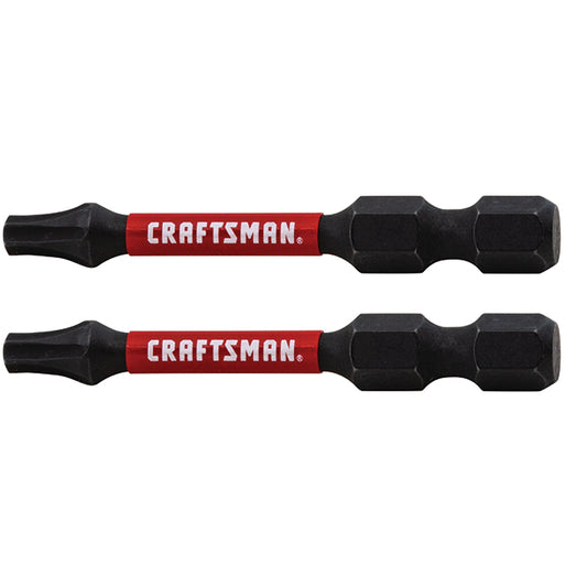 Craftsman Impact Rated Torx-Head Impact Screw Drive Bits - T20 x 2-in L - Hex Shank - Black - 2 Per Pack - Each