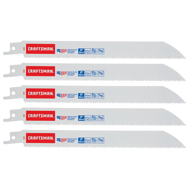 Reciprocating Saw Blade - Bi-Metal - 8" x 50 TPI - 5/PK - Each