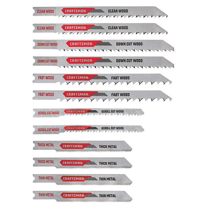 Craftsman Jigsaw Blade Kit - U-Shank - High-Carbon Steel - Set of 12 - Each