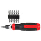 Precision Screwdriver - Multi-Bits - 12-in-1 - Black and Red - Each