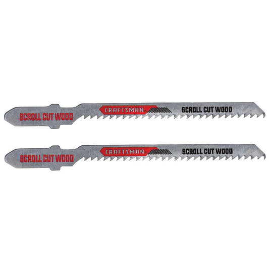 Craftsman T-Shank Scroll Jigsaw Blades - 3 1/4-in L - 12-TPI - High-Carbon Steel - 2 Per Pack - Each