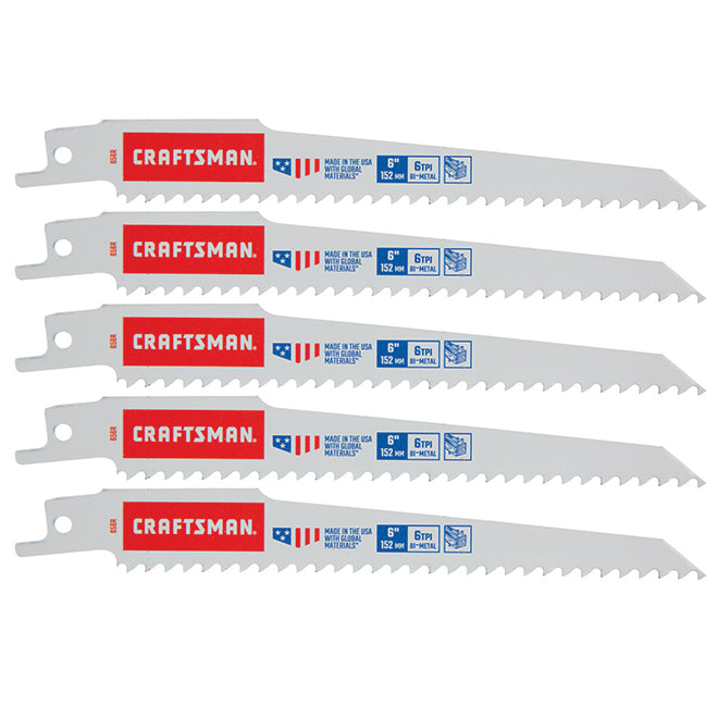 Craftsman Wood Cutting Reciprocating Saw Blades - 6-in L - 6 TPI - 5 Per Pack - Pack