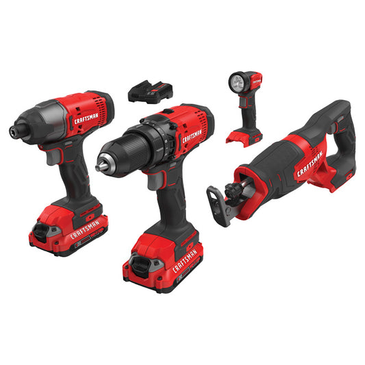 Craftsman Kit of 4 20-V Tools - Includes 2 Batteries and 1 Charger - Each