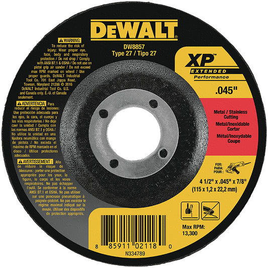 DeWalt XP Type-27 Zirconia Abrasive Metal Cut-Off Wheel - 4 1/2-in Dia x 3/64-in T - 7/8-in Arbor - Z60 Grit - Each