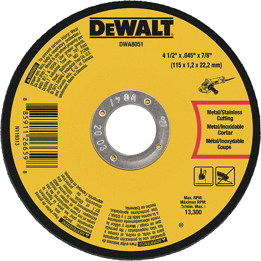 DeWalt XP Type-1 Aluminum Oxide Abrasive Metal Cut-Off Wheel - 4 1/2-in Dia x 3/64-in T - 7/8-in Arbor - Each