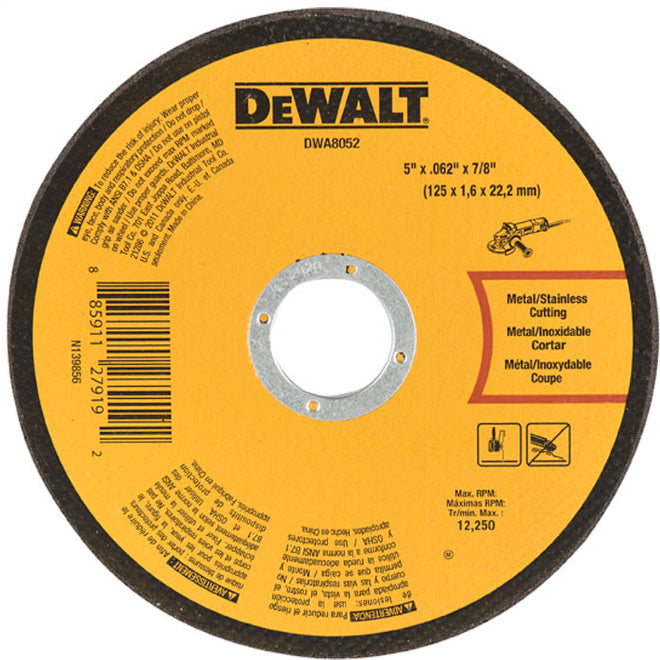 DeWalt Type-1 Aluminum Oxide Abrasive Metal Cut-Off Wheel - 5-in Dia x 1/16-in T - 7/8-in Arbor - Each