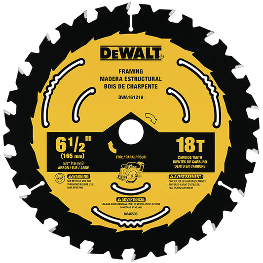 DeWalt Wood Circular Saw Blade - 6 1/2-in Dia - 18T - Carbide Tooth - ATB Grind Geometry - Each