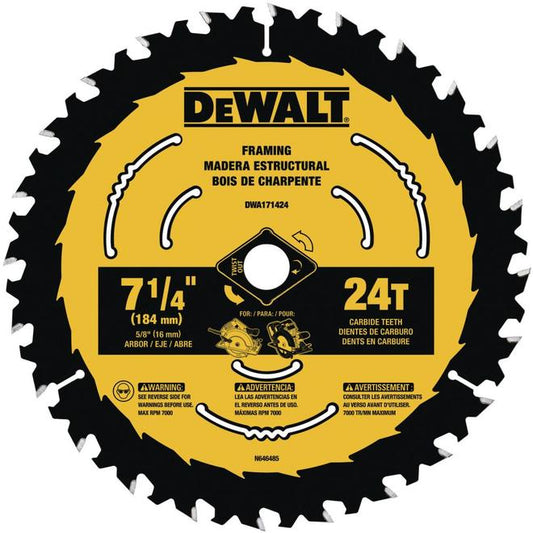 DeWalt Wood Circular Saw Blade - Carbide-tipped - 7 1/4-in Dia - 24-Tooth - Each