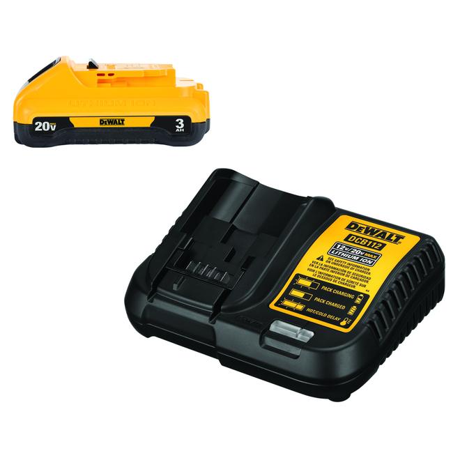 DEWALT 20-V 3 AH Lithium Ion Power Tool Battery and Charger Kit - LED Fuel Gauge - Quick Charging - Each