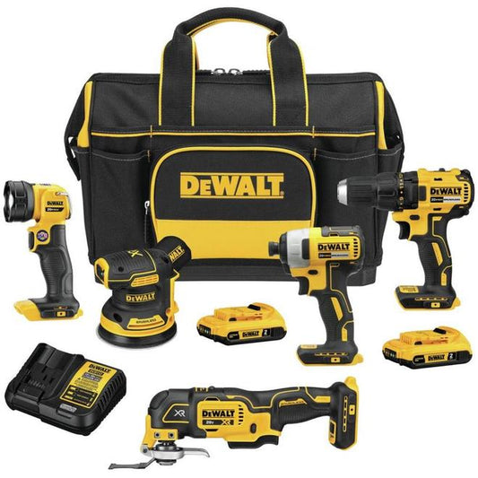 DeWalt Cordless 5-Tool Combo Kit with Batteries and Charger - Brushless Motor - Variable Speed - Each