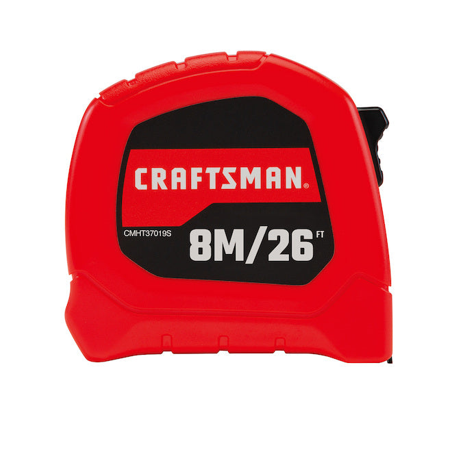 Craftsman Measuring Tape 26-in (8-m) ABS Case Tru-Zero Hook Bright Red - Each