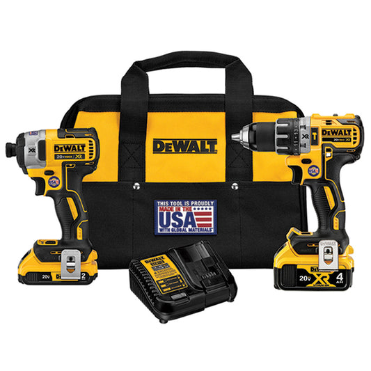 DEWALT 20V MAX XR Hammer Drill/Driver Set with 2.0Ah and 4.0Ah Batteries - Each