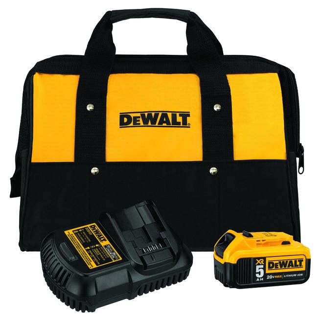 DEWALT 5 AH 20 V MAX Lithium-ion Battery, Charger and Tool Bag Kit - Each