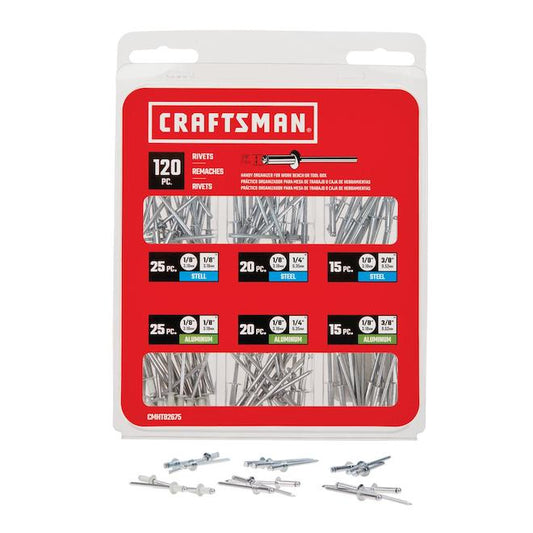 Craftsman Assorted Aluminum and Steel Rivet Kit - 120-Pieces - Each